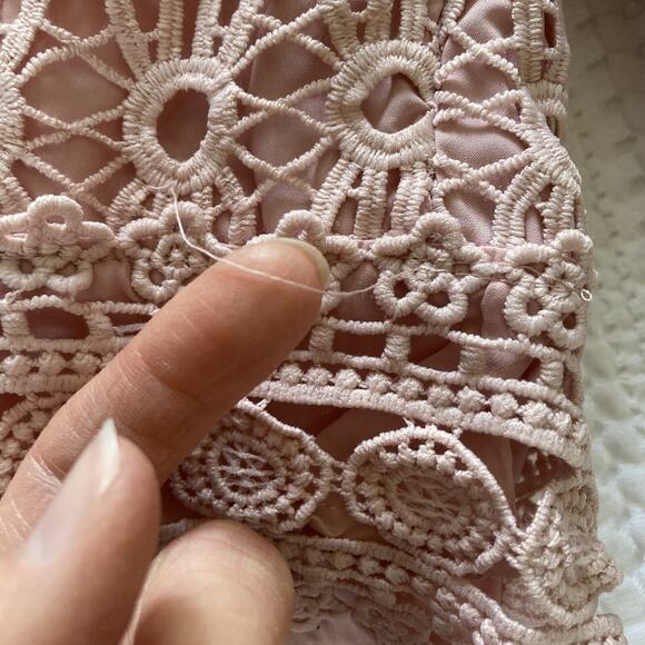 Amy Lynn Crochet Lace Blouse Leyla Women L Powder Pink Coquette‎ Cottagecore - Picture 10 of 16